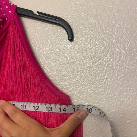 Weissman Dance costume hot pink sassy fringe dress Spice Up Your Life 14130 MA - Picture 11 of 12